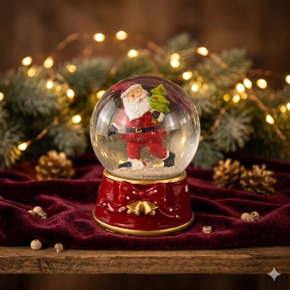 Schöne Schneekugel mit Spieluhr Nikolaus ca. 14 cm - Dekoration