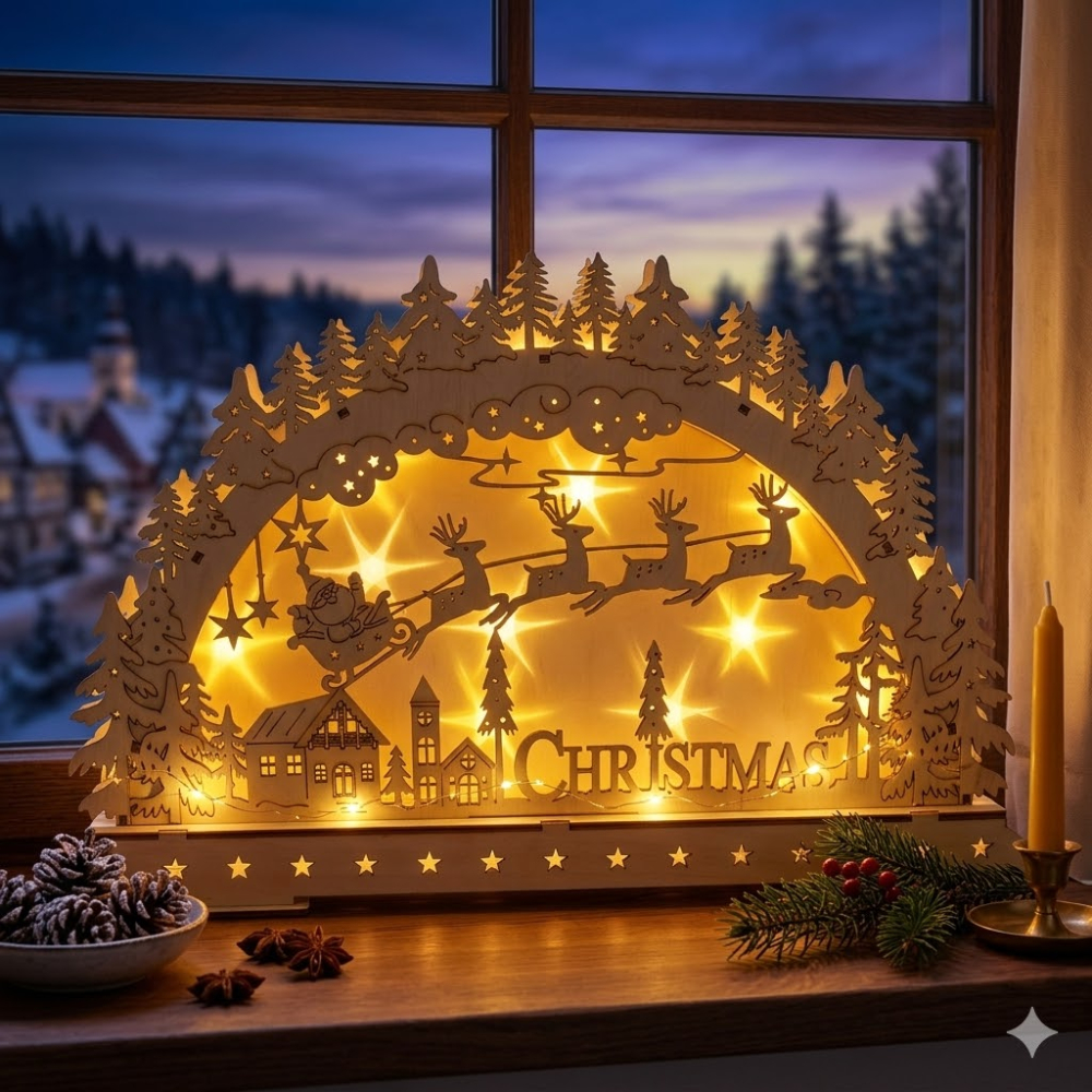 Beleuchteter Schwibbogen Christmas LED ca. 26 x 42 x 7,5 cm - Weihnachtsdekoration