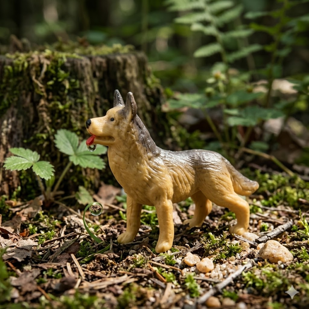 Handbemalte Krippenfigur Schäferhund, ca. 5 cm, 844-615