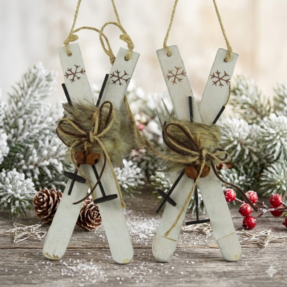 2er Set winterliche Ski - Höhe ca. 18 cm