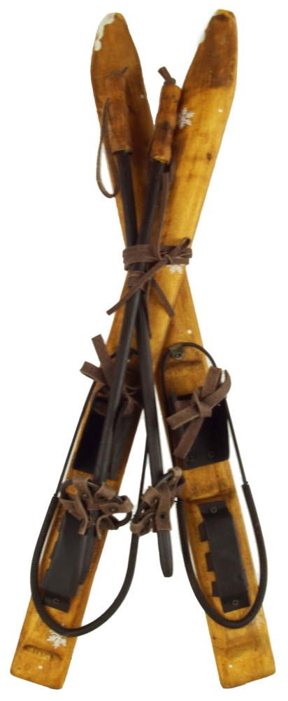 Bezaubernde Holzski mit Stöcken - Höhe 50 cm