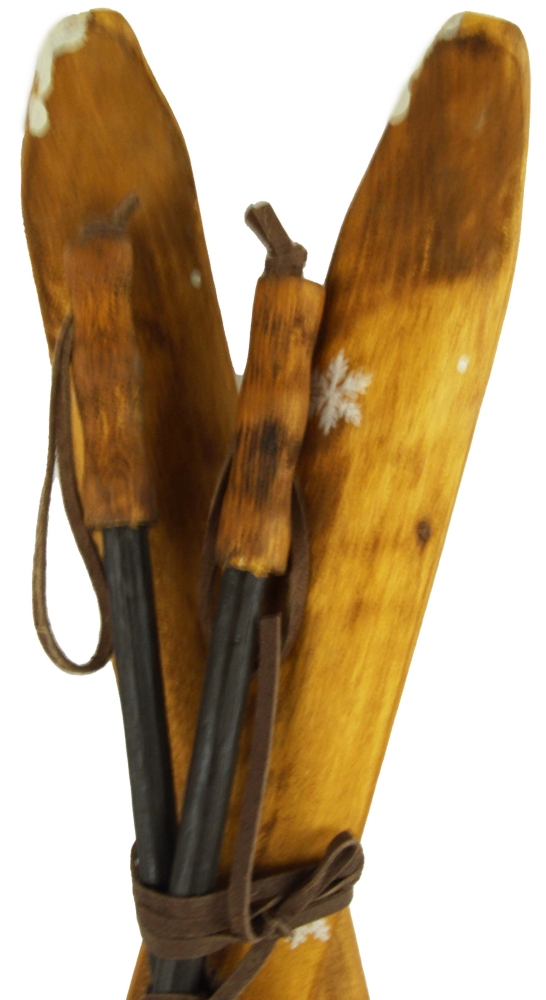 Bezaubernde Holzski mit Stöcken - Höhe 50 cm