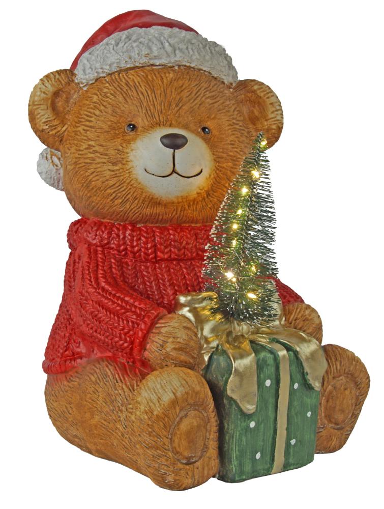 Weihnachtlicher LED-Teddy mit Geschenk  3947 – zauberhafte Weihnachtsdekoration
