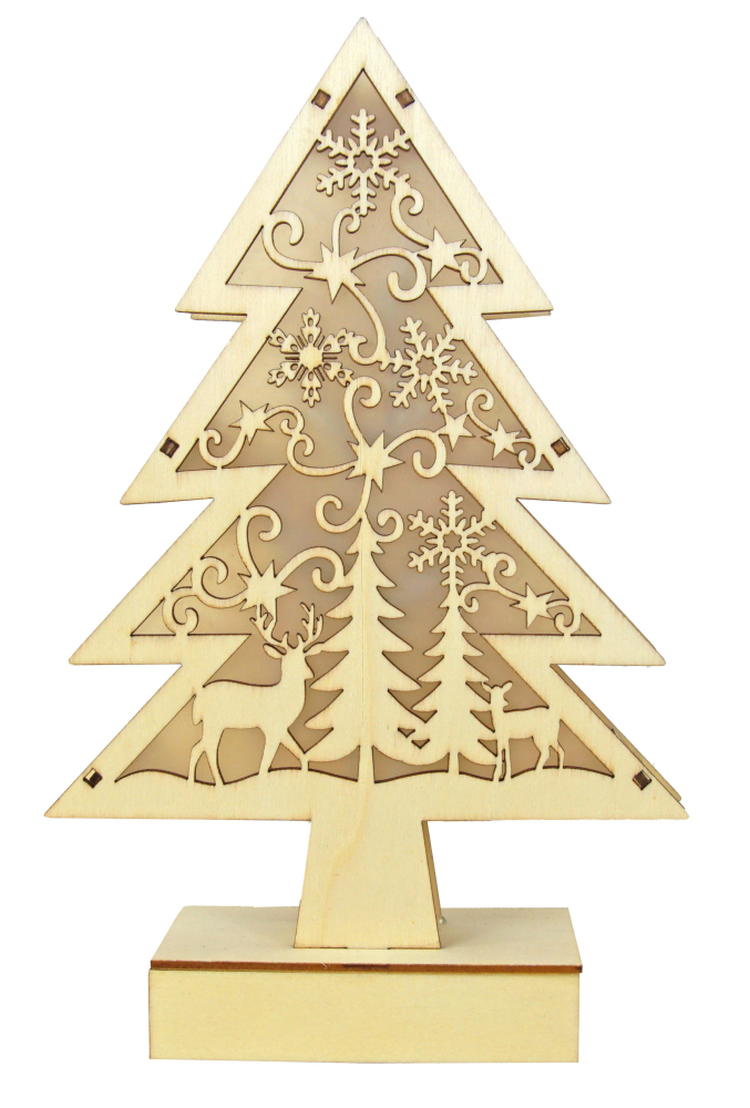 LED-Holzbaum mit liebevollen Weihnachtsmotiven – stimmungsvolle Weihnachtsdekoration