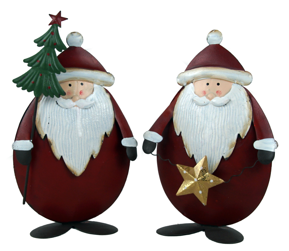 2er-Set Metall-Nikoläuse – Weihnachtsdeko mit Stern & Tannenbaum, doppelwandig ✨