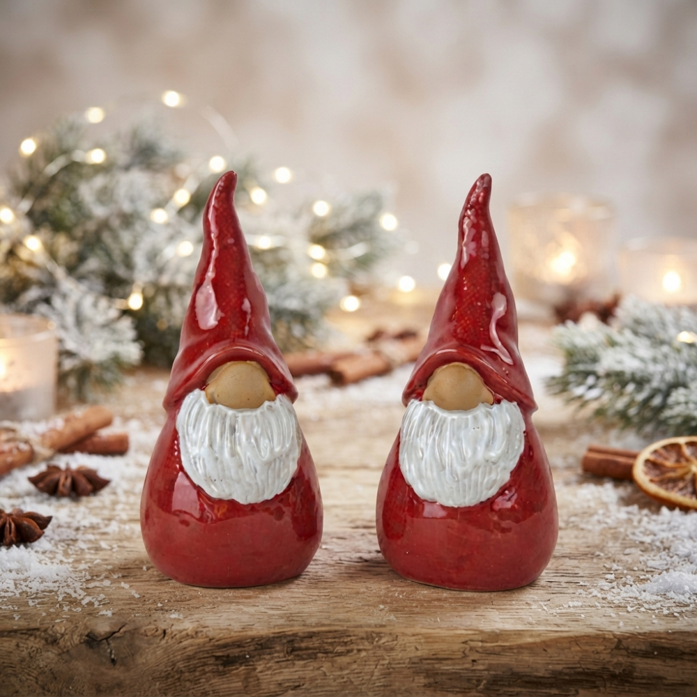 Weihnachtliche Wichtel-Dekoration – 2er-Set in Rot