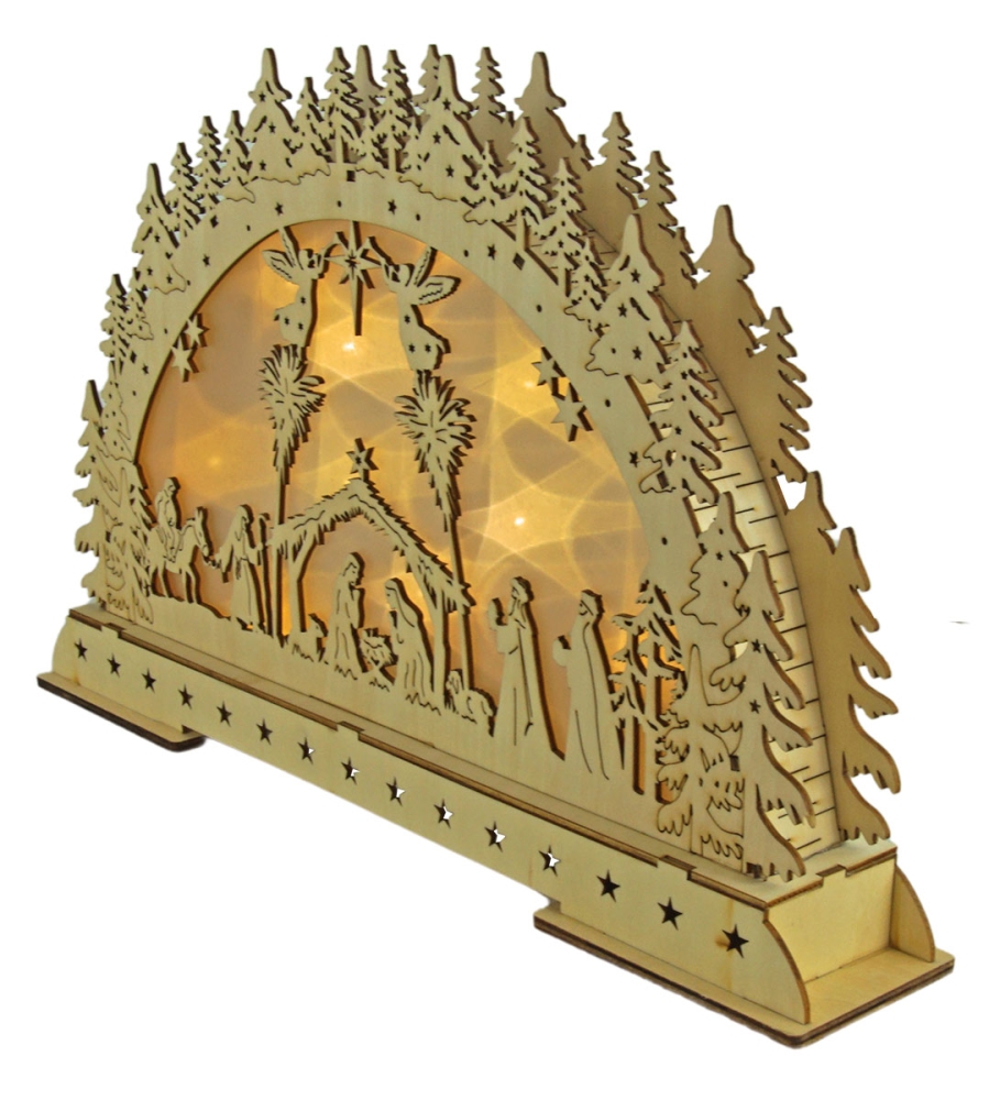Beleuchteter Schwibbogen Krippe LED ca. 26 x 42 x 7,5 cm - Weihnachtsdekoration