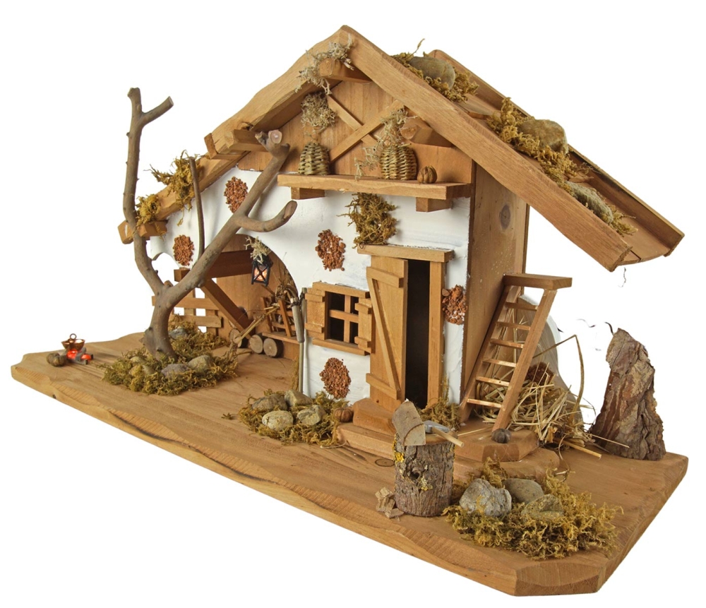 Festliche Weihnachtskrippe Basel inkl. 12-tlg. Figurensatz K 650-9, Maße Krippe: ca. 55 x 20 x 28 cm
