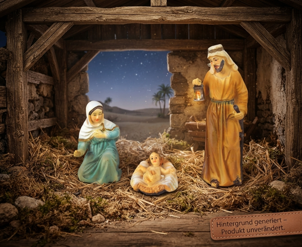 Heilige Familie K204-01 – 3 tlg. -ca. 8 cm - liebevoll gestaltete Krippenfiguren für Ihre Weihnachtskrippe