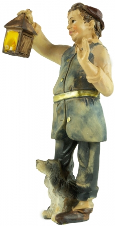 Handbemalte Krippenfigur Hauswirt mit Laterne, ca. 9 cm, K 134-19