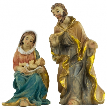 Stimmungsvolle Krippenfiguren Heilige Familie 2-tlg., ca. 8 cm, K 9635