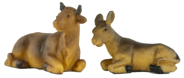 Handbemalte Krippenfiguren Ochse und Esel 2-tlg., ca. 3,5 cm, K 181-03