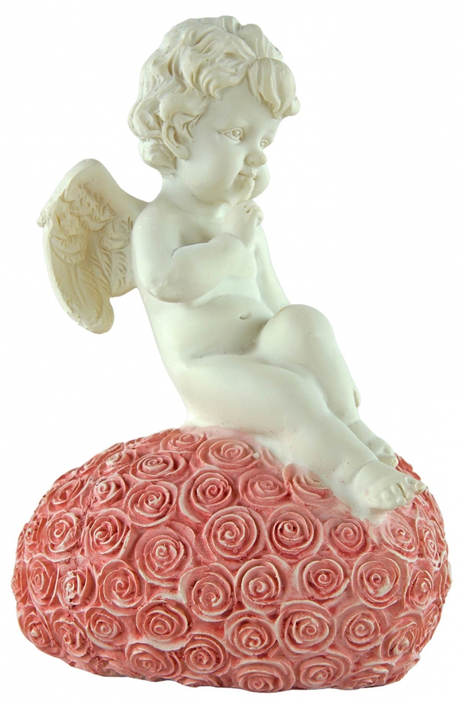 2er Set Süße Engel auf Rosenkissen ca. 16 cm - Dekoration