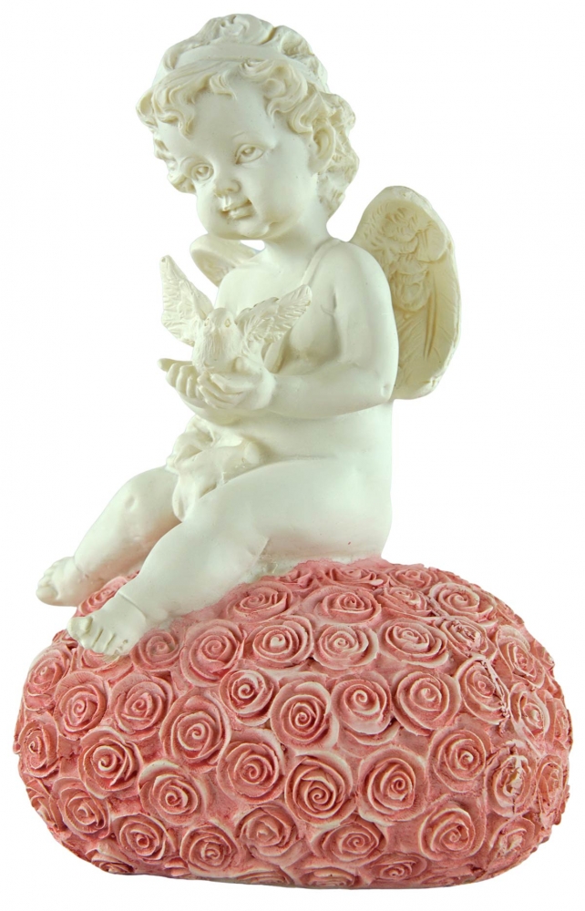 2er Set Süße Engel auf Rosenkissen ca. 16 cm - Dekoration