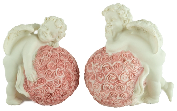 2er Set Lieblicher Engel Rosenkugel ca. 10 cm - Dekoration