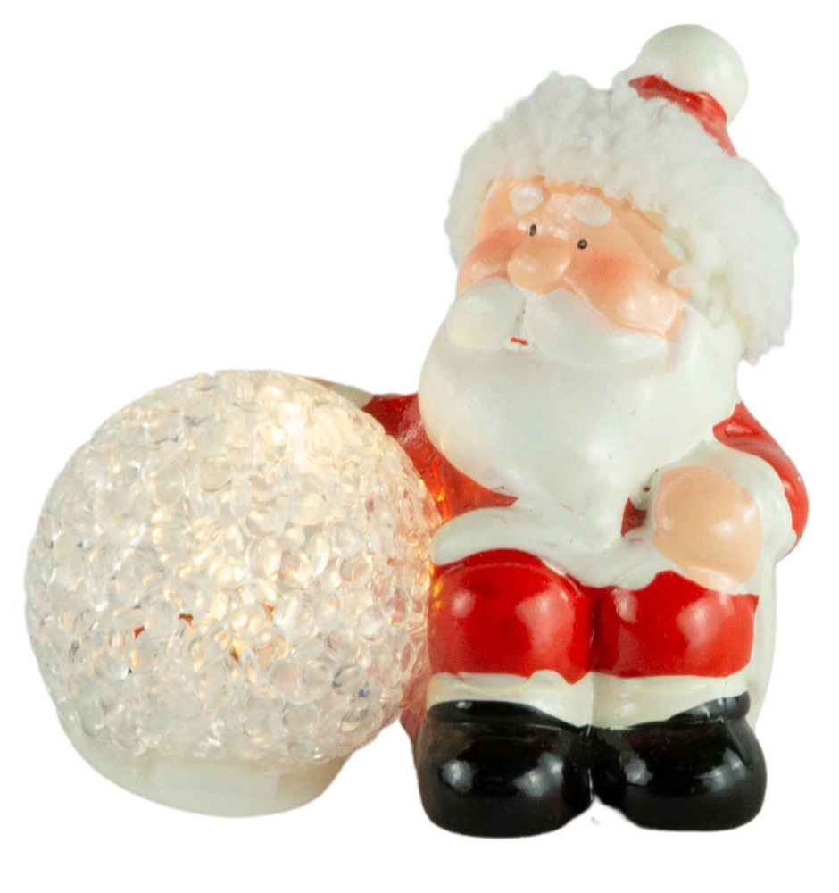 Putzige Weihnachtsfiguren mit LED Schneeball 2er Set ca. 8 cm - Weihnachtsdekoration