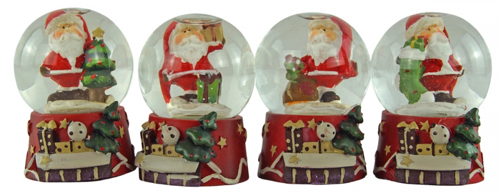 4er Set Wundervolle Schneekugeln Santa ca. 6,5 cm - Dekoration