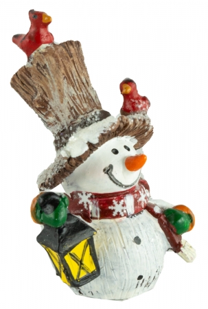 Bezaubernde Schneemänner mit Vögeln 2er Set ca. 8 cm - Weihnachtsdekoration