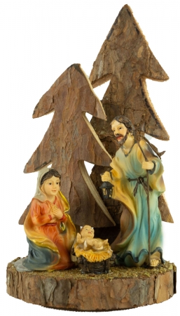 Minimalistische Waldkrippe inkl. heiliger Familie K 132-01, Maße: ca. 10 x 18 cm