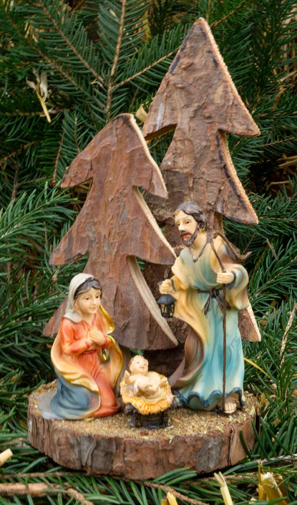 Minimalistische Waldkrippe inkl. heiliger Familie K 9635, Maße: ca. 10 x 18 cm
