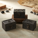 Geheimnisvolle Schätze: Exklusives 3er-Set Miniatur-Holztruhen im Vintage-Look