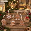 Weihnachtsanhänger im Lebkuchen-Look – 6-teiliges Set