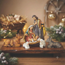Erlesenes Krippenfiguren-Set 75012– Die Heilige Familie mit Ochse, Esel und Schafen